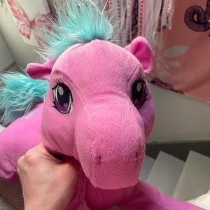 Build-A-Bear Pink Plush Pony with Blue Mane